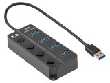 Hub USB 3.0 cu 4 Porturi și &Icirc;ntrerupător