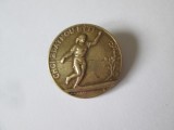 Rara! Slovenia insigna colectie din anii 40:Vreau sa fiu in forma-Institutul Militar de Fitness pentru Tineret,diametrul:25 mm