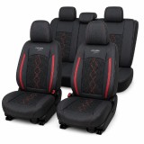 Huse auto premium 5 locuri Carguard Deluxe, negru cu rosu inchis