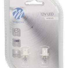 Set 2 Buc Bec Led M-Tech B8.5D 12V B8,5D Alb LB004W