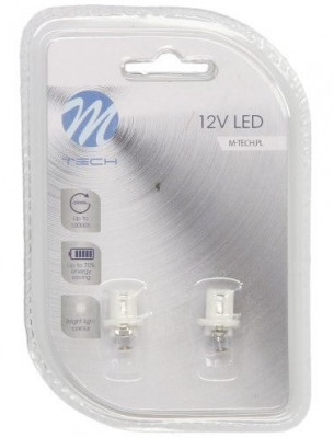 Set 2 Buc Bec Led M-Tech B8.5D 12V B8,5D Alb LB004W foto