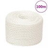 VidaXL Fr&acirc;nghie de lucru, alb, 16 mm, 100 m, polipropilenă