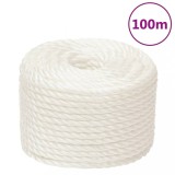VidaXL Fr&acirc;nghie de lucru, alb, 16 mm, 100 m, polipropilenă