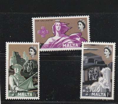 Malta 1959-Comemorari,serie x 3 valori,MNH,Mi.263-265 foto