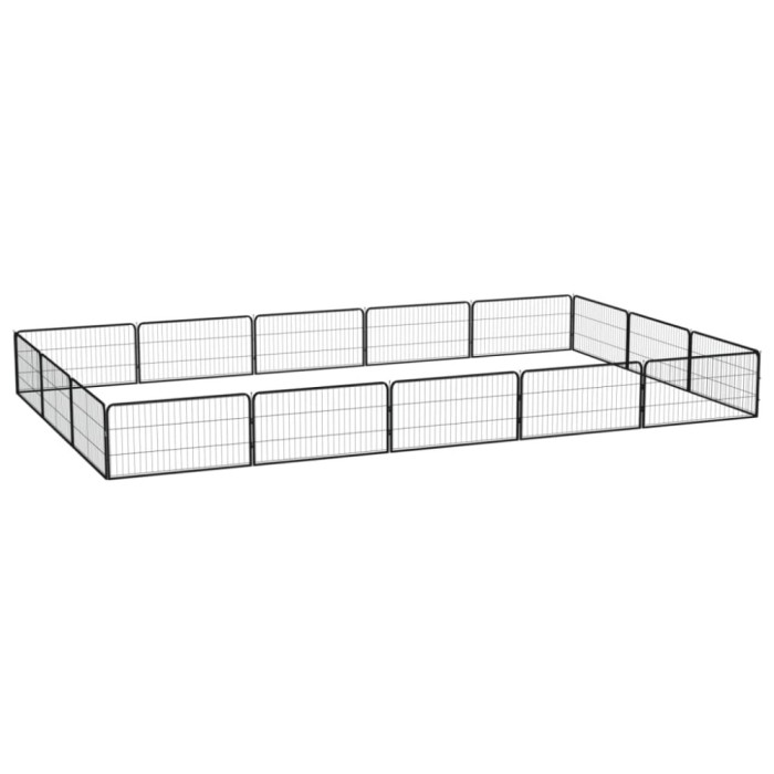 Țarc c&acirc;ini 16 panouri negru 100x50 cm oțel vopsit electrostatic