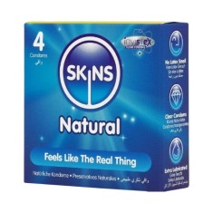 Prezervative SKINS Natural Premium Condoms, din latex ultra-subțire și rezistent, transparente, 4 bucăți