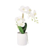 Orhidee artificiala alba in ghiveci 11 x 44 cm