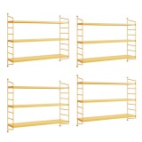Set 4 rafturi de perete modulare galbene din otel Strangnas [en.casa]