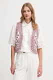 Hoss Intropia vestă cu amestec de in culoarea bordo, cu două r&acirc;nduri de nasturi, 5879143