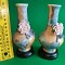 Vase ornament portelan chinezesc h15 cm floare filigran curcubeu soclu lemn