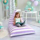 Husa pentru Bean Bag Butterfly, panza/bumbac, violet/alb, 76,2 x 127 x 88,9 cm