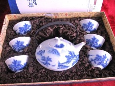 SET PORTELAN CU COBALT ART MAKE TASTE CI YUN FENG HUA CHINA CEAINIC SI CUPE CEAI SAKE