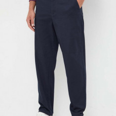 Armani Exchange pantaloni barbati, culoarea albastru marin, drept