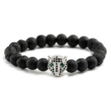 Cumpara ieftin Bratara unisex leopard, BT139, Negru/Argintiu
