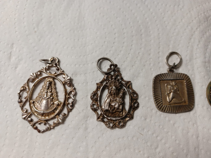 Lot argint vintage de 6 pandative religioase catolice
