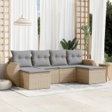 vidaXL Set canapele de grădină cu perne, 6 piese, bej, poliratan 3254056