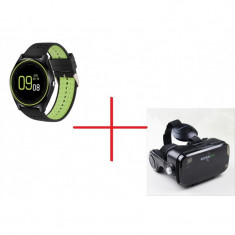 Set Promo Ochelari Virtuali VR-Z4 + Smartwatch MTK V9 Verde BT Camera foto