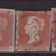 183-ANGLIA-Marea Britanie1841-1844=1d red-braun,8 timbre stampila cruce de Malta