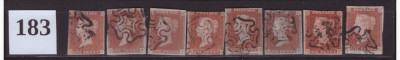 183-ANGLIA-Marea Britanie1841-1844=1d red-braun,8 timbre stampila cruce de Malta foto