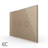 Cumpara ieftin Intrerupator triplu touch Livolo ZigBee din sticla aurie, standard italian