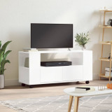 Comodă TV, alb extralucios, 102x34,5x43 cm, lemn prelucrat, vidaXL