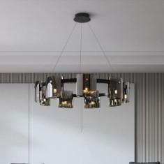 Candelabru Modern, REQUIEM Largo, 8xG9, Diametru 80cm, Negru, Inaltime Reglabila ModernLight Concept