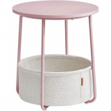 Masa rotunda cu cos depozitare, pal, baza otel, roz si alb, 45x50 cm, Artool