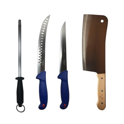 Set profesional de macelarie, filetat transat, degresat, feliat, 2 cutite, satar, masat pentru ascutit foto