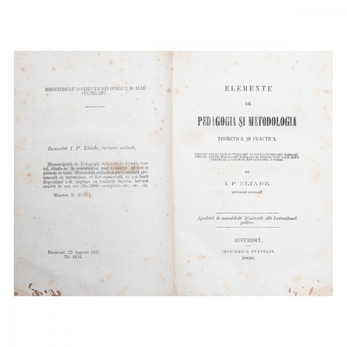 I. P. Eliade, Elemente de pedagogie și metodologie, 1868, cu ex-librisul lui George Barițiu