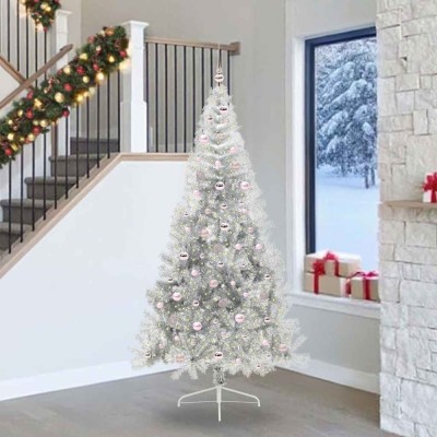 vidaXL Pom de Crăciun artificial pre-iluminat Argintiu 240 cm PET 3397234 foto