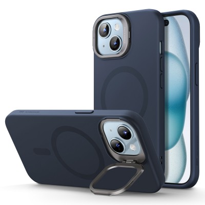 Husa iPhone 15 Plus ESR Cloud Soft HaloLock Kickstand, albastru foto