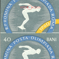 Eroare ROMANIA 1960 Olimpiada de la Roma serie nedantelata streif / perechi MNH