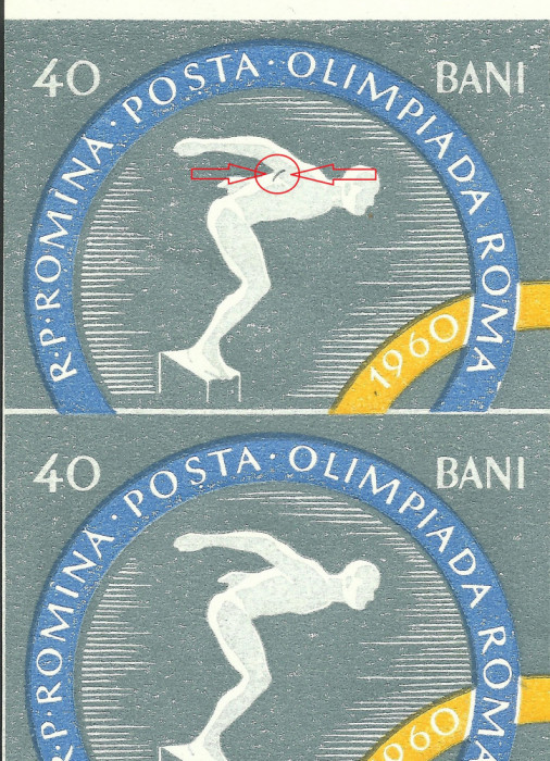 Eroare ROMANIA 1960 Olimpiada de la Roma serie nedantelata streif / perechi MNH