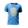 Tricou Barbati Stone Wash Hamsa Albastru Bumbac 100% Natural, Stil Boho, Nepal, Unisex, Mandala Chakra, S M L XL