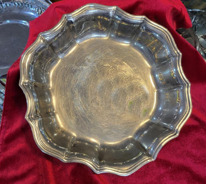 Fructieră metal argintat - vintage