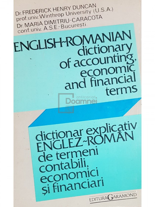 Frederick Henry Duncan - Dictionar explicativ englez-roman de termeni contabili, economici si financiari