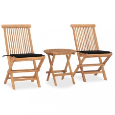 vidaXL Set mobilier exterior pliabil cu perne, 3 piese, lemn masiv tec 3063178