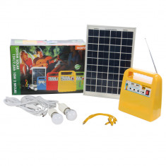 Sistem solar Sunny KIT, 12V 7.5Ah, 10W, 2 becuri LED x 3W, radio FM, 2 x USB foto