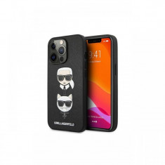 Husa iPhone 13 Pro Karl Lagerfeld Saffiano Karl&Choupette Negru