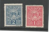 No(02)timbre-Romania 1943-I.O.V.R.-fara filigran 2 lei - deparaiat