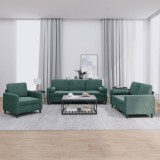 vidaXL Set canapea cu perne, 3 piese, verde &icirc;nchis, catifea