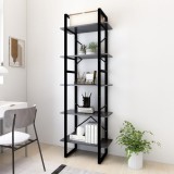 Gossi biblioteca cu 5 rafturi, gri, 60x30x175 cm, lemn prelucrat