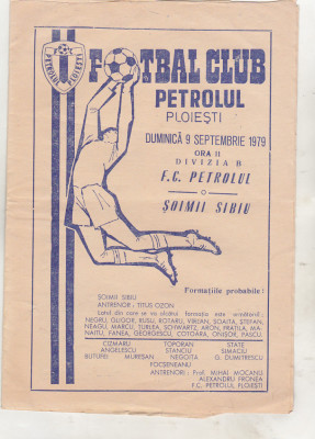 bnk div Program meci FC Petrolul Ploiesti - Soimii Sibiu - 1979 foto