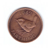 Moneda Anglia 1 farthing 1942, stare excelenta, curata, Europa, Bronz
