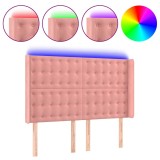 Cumpara ieftin Tablie de pat cu LED, roz, 147x16x118/128 cm, catifea