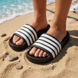 Slapi de plaja pentru femei, Negri cu talpa groasa, CMCLASS