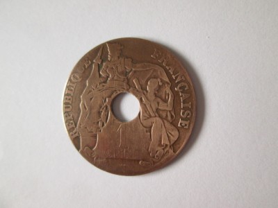 Indochina Franceză 1 Centime 1923 an rar foto