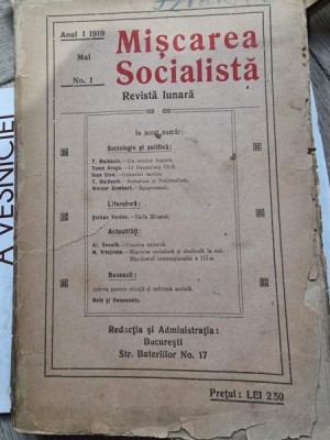 Publicatia Miscarea Socialista Anul I Nr. 1, Mai 1919 foto