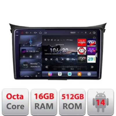 Navigatie Hyundai I30 2011-2016 8 core QLED 2K 16+512 360 Android Waze USB Navigatie Internet Youtube Radio Edotec CarStore Technology foto