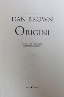 ORIGINI de DAN BROWN , 2017 foto